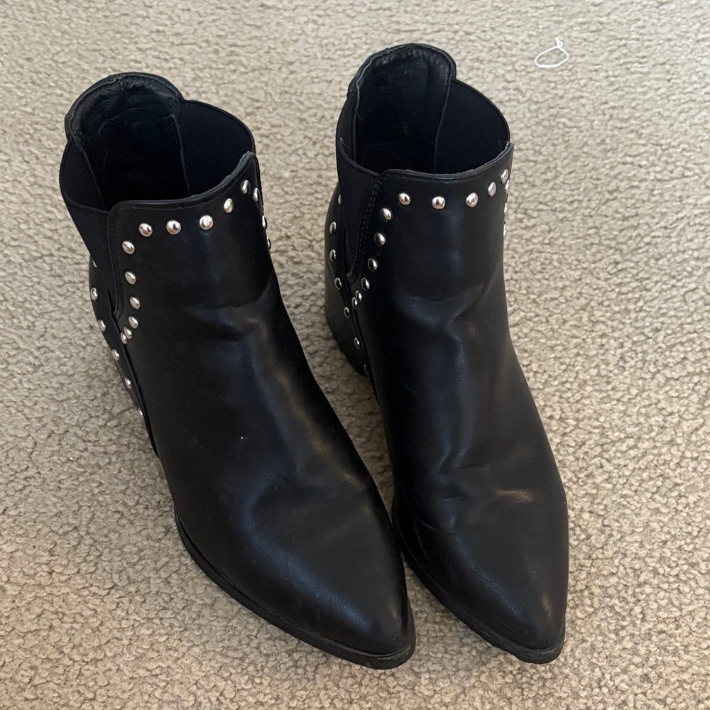 Black Studded Ankle Boots - Picture 3 of 4